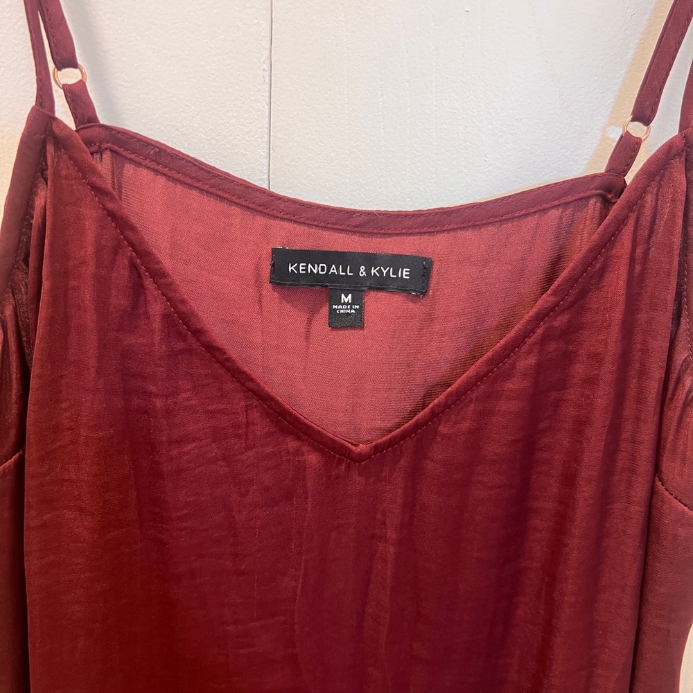 Kendall & Kylie Burgundy V-Neck Top